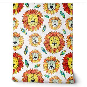 Nahtloser Lion Portrait Pattern Cartoon Tapete