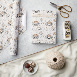 Nahtloser Muster-Cup von Cappuccino Geschenkpapier