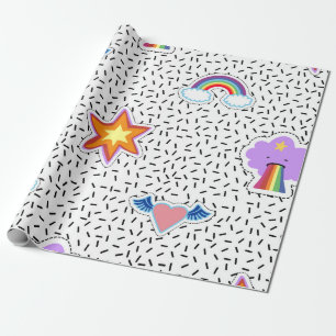 Nahtloser Musterhintergrund mit Patch-Cartoon Geschenkpapier
