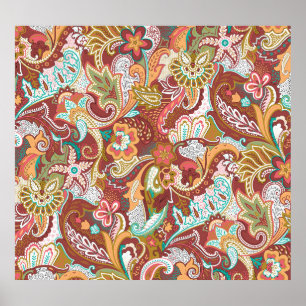 Nahtloser Paisley: elegantes Hintergrundmuster. Poster