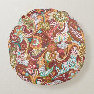 Nahtloser Paisley: elegantes Hintergrundmuster. Rundes Kissen