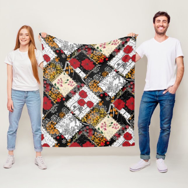 Nahtloser Retro Vintage Patchwork Quilt-Patchwork  Fleecedecke (Beispiel)
