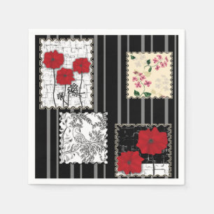 Nahtloser retro-vintage-patchwork-quilting-mohn serviette