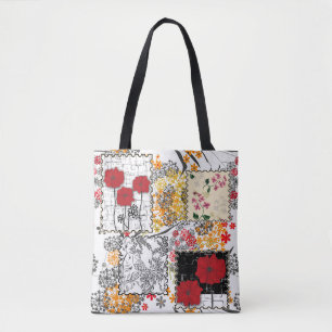 Nahtloser retro-vintage-patchwork-steppdecken-mohn