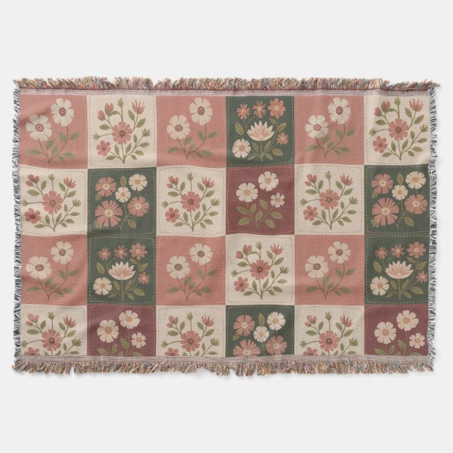 Nahtloser Rustikaler Blumenpatchwork Decke (Vorderseite)