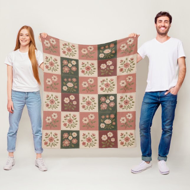 Nahtloser Rustikaler Blumenpatchwork Fleecedecke (Beispiel)