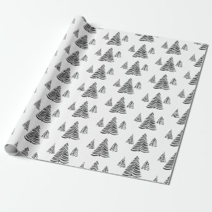Nahtloser Schwarz-Weiß-Weihnachtsbaum Geschenkpapier
