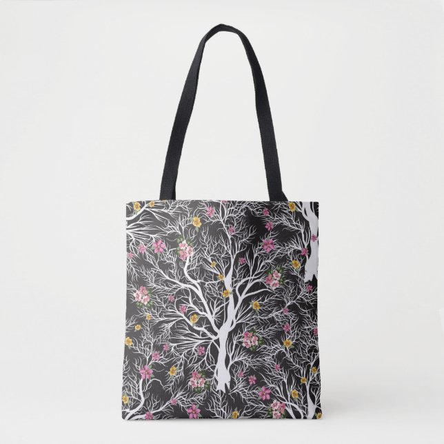 nahtloser Schwarzer Baum mit farbigen Blume (Vorderseite)