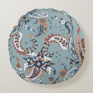 Nahtloser, trendiger Hintergrund mit Pisley in Ind Rundes Kissen