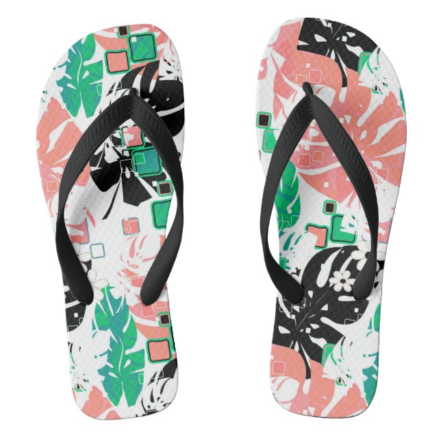 Nahtloser tropischer Dschungel abstrakte moderne B Flip Flops (Fußbett)