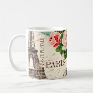 Nahtloser vintage Pariser Hintergrund mit Retro-Au Kaffeetasse