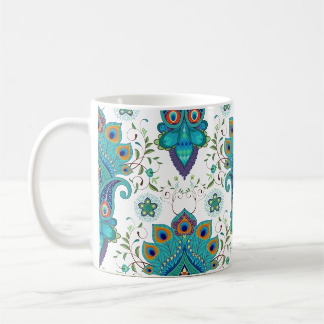Nahtloser Vintager Hintergrund mit orientalischem  Kaffeetasse (Links)