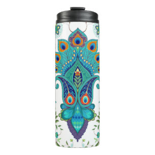 Nahtloser Vintager Hintergrund mit orientalischem Thermosbecher