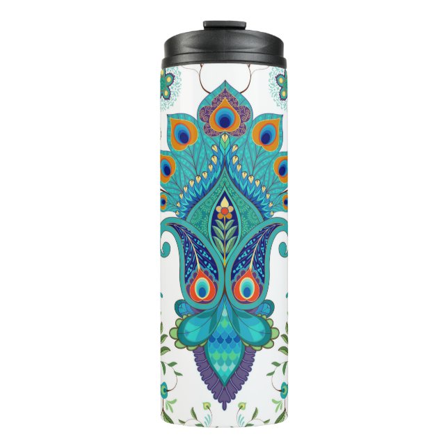 Nahtloser Vintager Hintergrund mit orientalischem  Thermosbecher (Vorderseite)