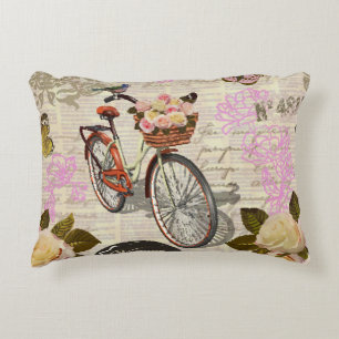Nahtloser Vintager Hintergrund mit Rose, Schmetter Dekokissen