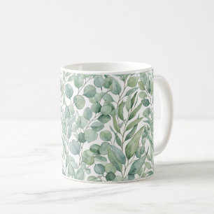 Nahtloser Wasserfarb-Eukalyptusblätter-Mug-Wrap Kaffeetasse