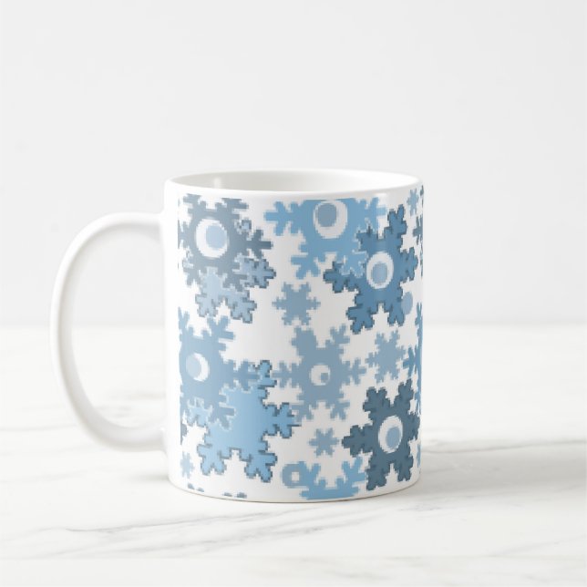 Nahtloser Winter hellblau weißes Muster Schneefloc Kaffeetasse (Links)