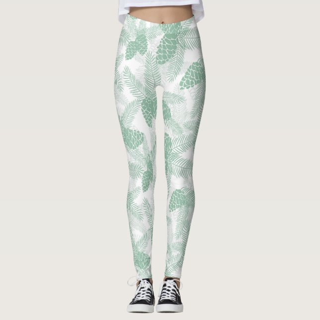 Nahtloser Winter Weihnachtskiefernbaum pa Leggings (Vorderseite)