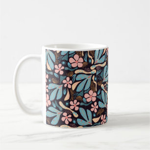 Nahtloses abstraktes Muster, Blumenmotiv, dunkles  Kaffeetasse
