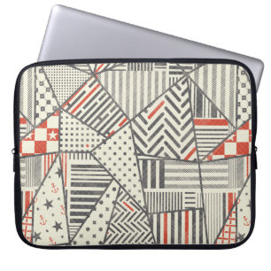 Nahtloses abstraktes Patchwork in Retro-Farben. En Laptopschutzhülle