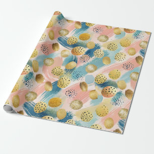 Nahtloses Abstraktes Pinselstrich- und Goldformmus Geschenkpapier