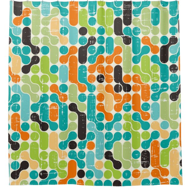 Nahtloses abstraktes Retrogeometrie Duschvorhang (Vorderseite)