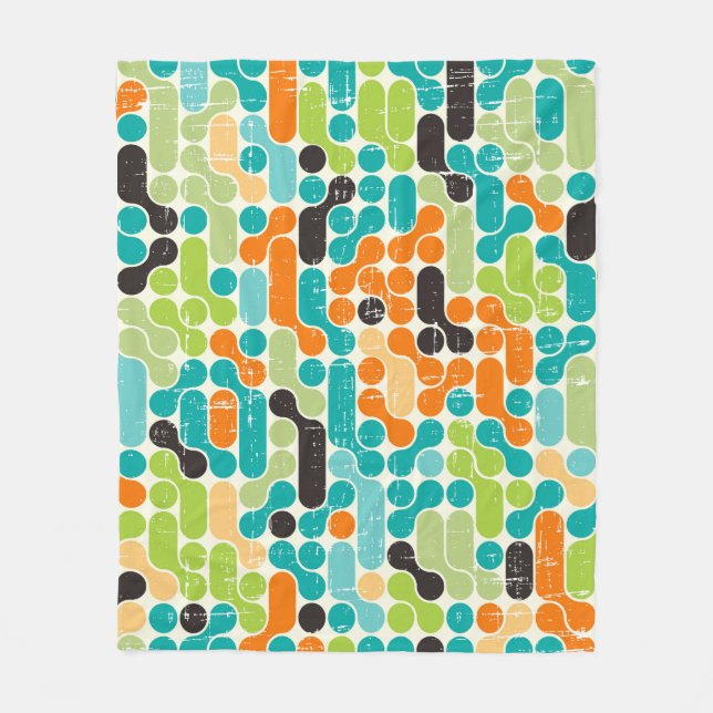 Nahtloses abstraktes Retrogeometrie Fleecedecke (Vorderseite)