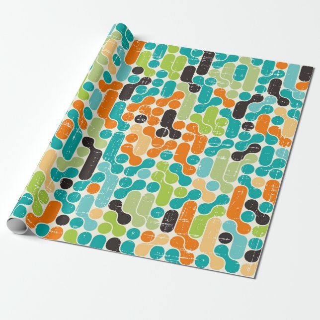 Nahtloses abstraktes Retrogeometrie Geschenkpapier (Ungerollt)