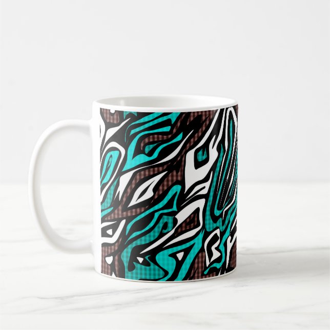 Nahtloses abstraktes Zeballeder, modern blau b Kaffeetasse (Links)