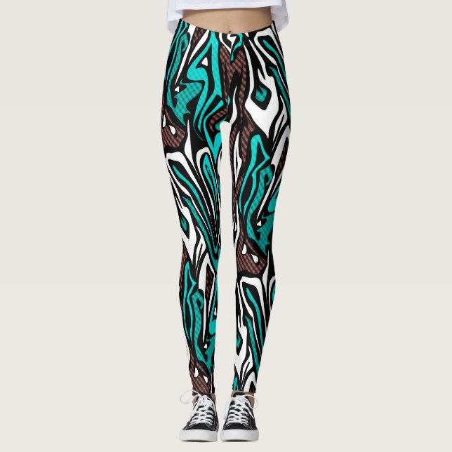 Nahtloses abstraktes Zeballeder, modern blau b Leggings (Vorderseite)