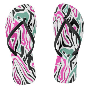 Nahtloses abstraktes Zeballeder, modern schwarz Flip Flops