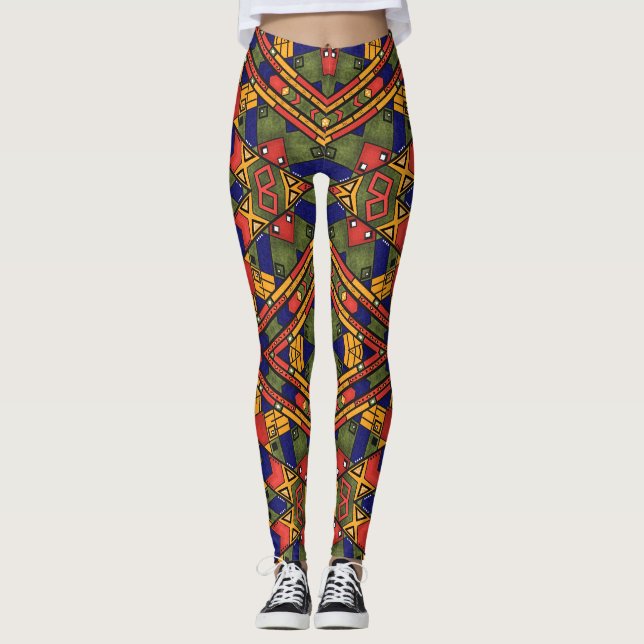 Nahtloses afrikanisches Ethno-Muster Leggings (Vorderseite)