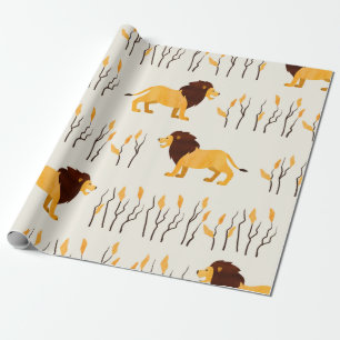 Nahtloses afrikanisches Muster mit niedlichem Löwe Geschenkpapier