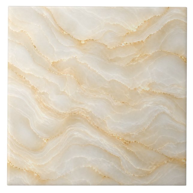 Nahtloses Beiges Gold Marmor Onyx Muster Fliese (Vorderseite)