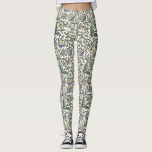 Nahtloses blaues, gelbes und weißes Blumenmuster Leggings