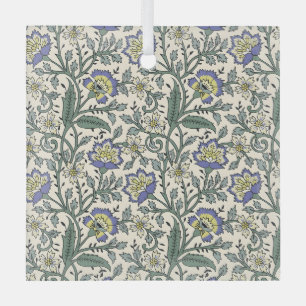 Nahtloses blaues, gelbes und weißes Blumenmuster  Ornament Aus Glas