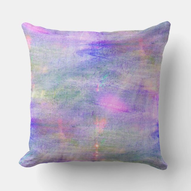 nahtloses blaues, rosa Hintergrundgelb-Aquarell Kissen (Vorderseite)