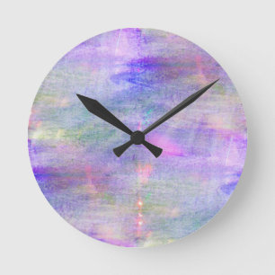 nahtloses blaues, rosa Hintergrundgelb-Aquarell Runde Wanduhr