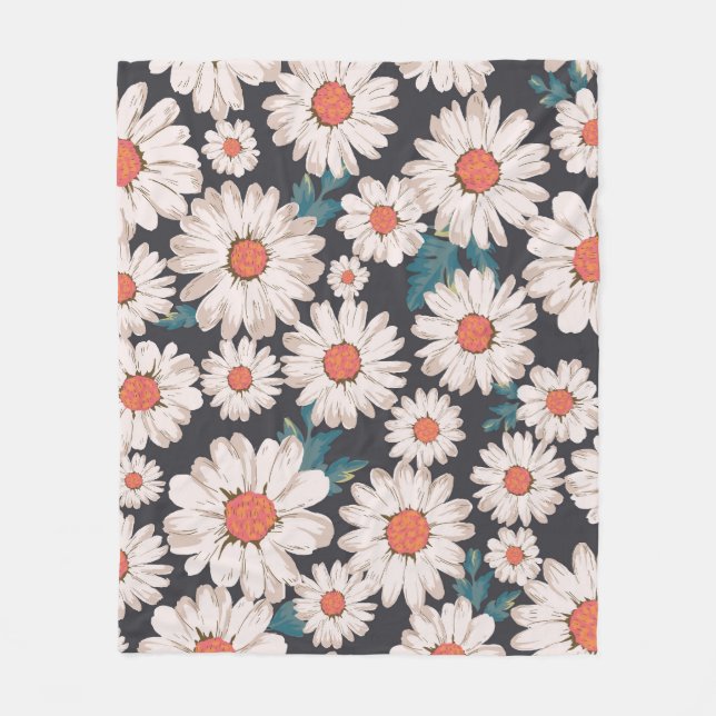 Nahtloses Blossom Daisy Blume Muster Fleecedecke (Vorderseite)