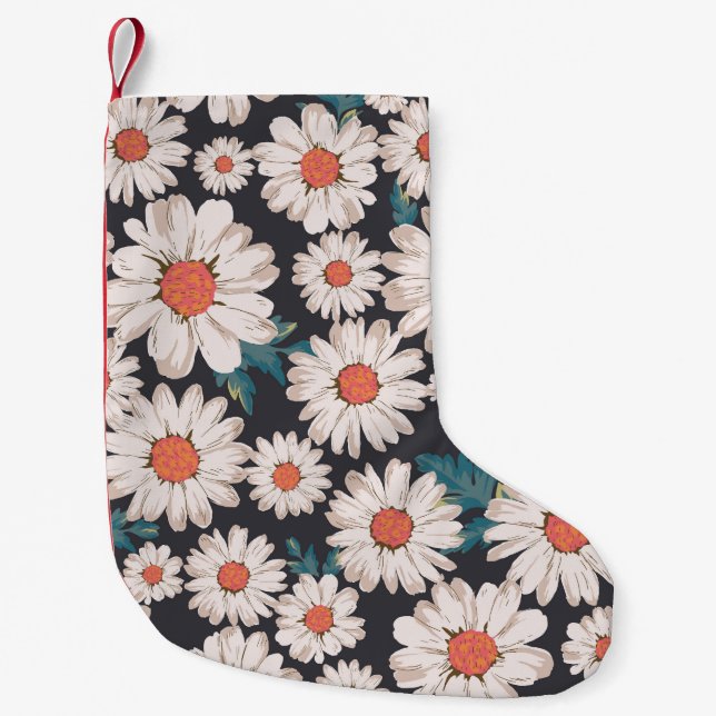 Nahtloses Blossom Daisy Blume Muster Kleiner Weihnachtsstrumpf (Vorderseite)