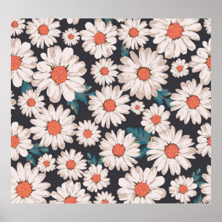Nahtloses Blossom Daisy Blume Muster Poster