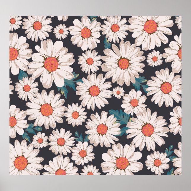 Nahtloses Blossom Daisy Blume Muster Poster (Vorne)