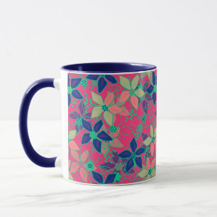 Nahtloses Blumen-Blumenmuster hellrot im Sommer Tasse