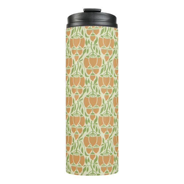 Nahtloses Blumendesign im Jugendstil Thermosbecher (Vorderseite)