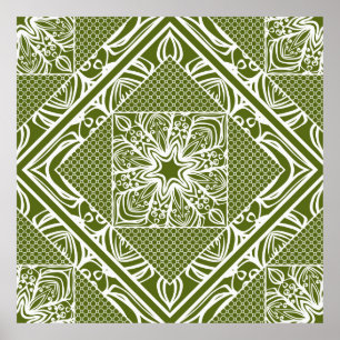 Nahtloses, blumengeometrisches Muster. Vintage Erk Poster