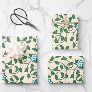 Nahtloses Blumenmuster auf beigem Hintergrund Geschenkpapier Set