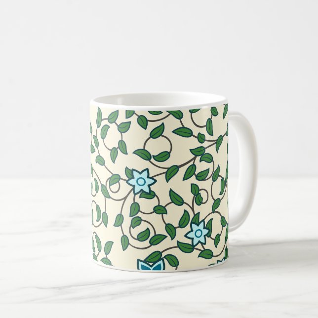 Nahtloses Blumenmuster auf beigem Hintergrund Kaffeetasse (VorderseiteRechts)