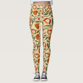 Nahtloses Blumenmuster auf beigem Hintergrund Leggings