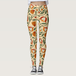 Nahtloses Blumenmuster auf beigem Hintergrund Leggings