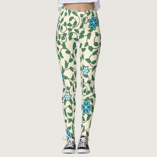 Nahtloses Blumenmuster auf beigem Hintergrund Leggings